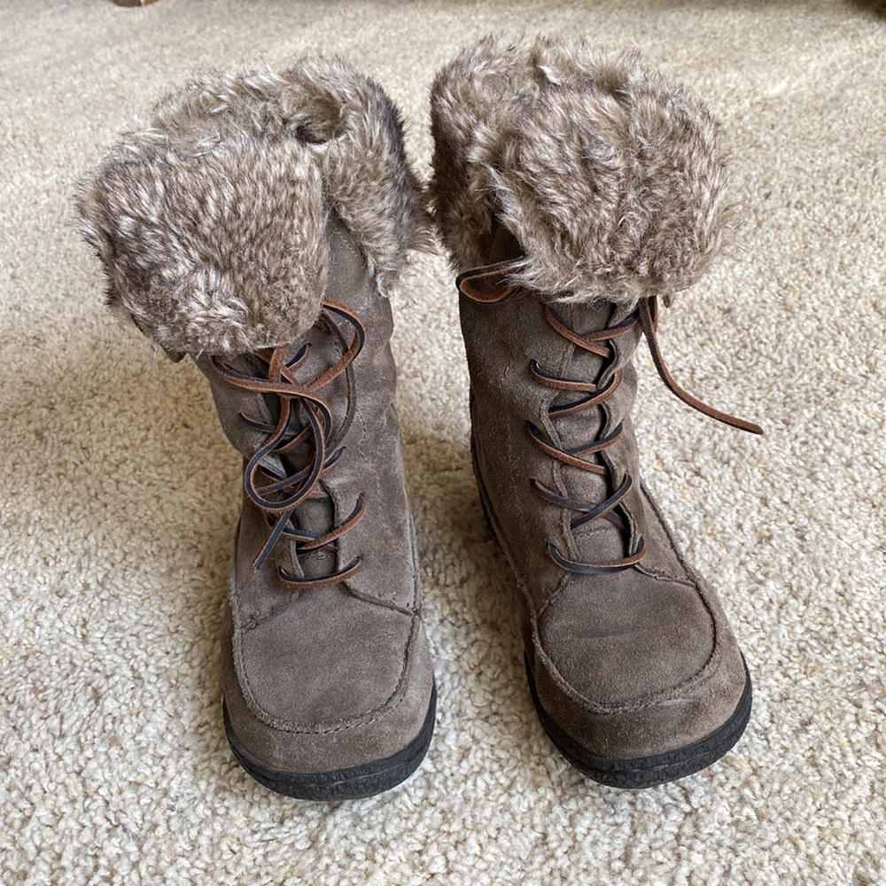Grey Suede Faux Fur Mateo Ankle Boot